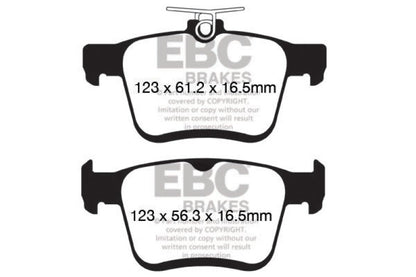 EBC 2014+ Audi A3 1.8 Turbo (w/Electronic Parking Brake) Yellowstuff Rear Brake Pads