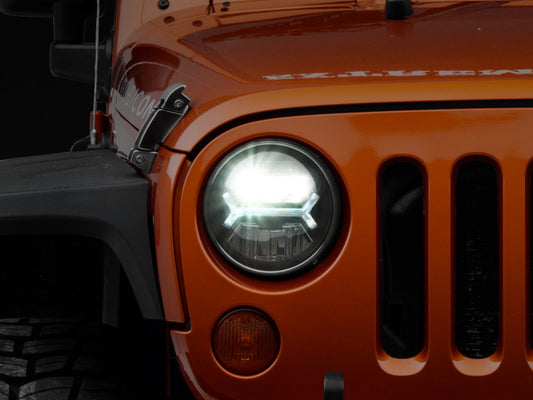 Raxiom 07-18 Jeep Wrangler JK LED Halo Headlights- Black Housing (Clear Lens)