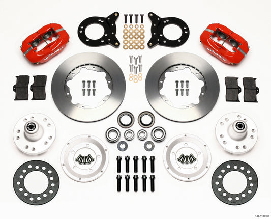 Wilwood Forged Dynalite Front Kit 11.00in Red 1970-1973 Mustang Disc & Drum Spindle