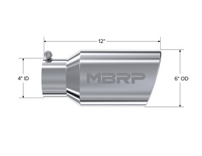 MBRP Universal Tip 6 O.D. Angled Rolled End 4 inlet 12 length