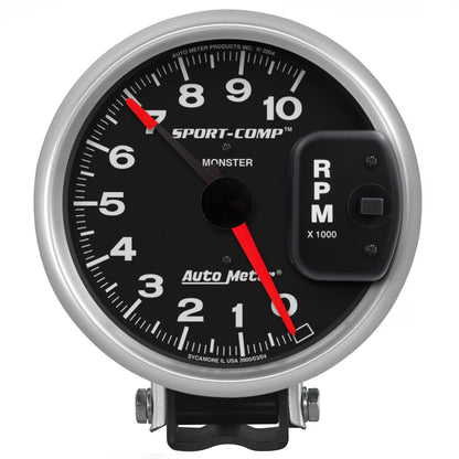 AutoMeter Gauge Tachometer 5in. 10K RPM Pedestal W/ Red Line Sport-Comp