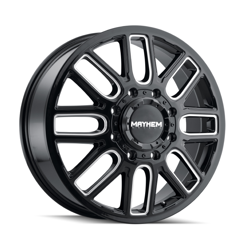 Mayhem 8107D Cogent Dually 22x8.25/8x165.1 BP/115mm Offset/121.3mm Hub Black w/ Milled Spokes Wheel