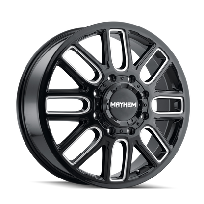 Mayhem 8107D Cogent Dually 22x8.25/8x165.1 BP/115mm Offset/121.3mm Hub Black w/ Milled Spokes Wheel