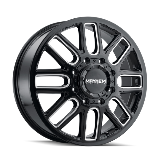 Mayhem 8107D Cogent Dually 20x8.25 / 8x200 BP / 115mm Offset / 142mm Hub Black w/Milled Spokes Wheel