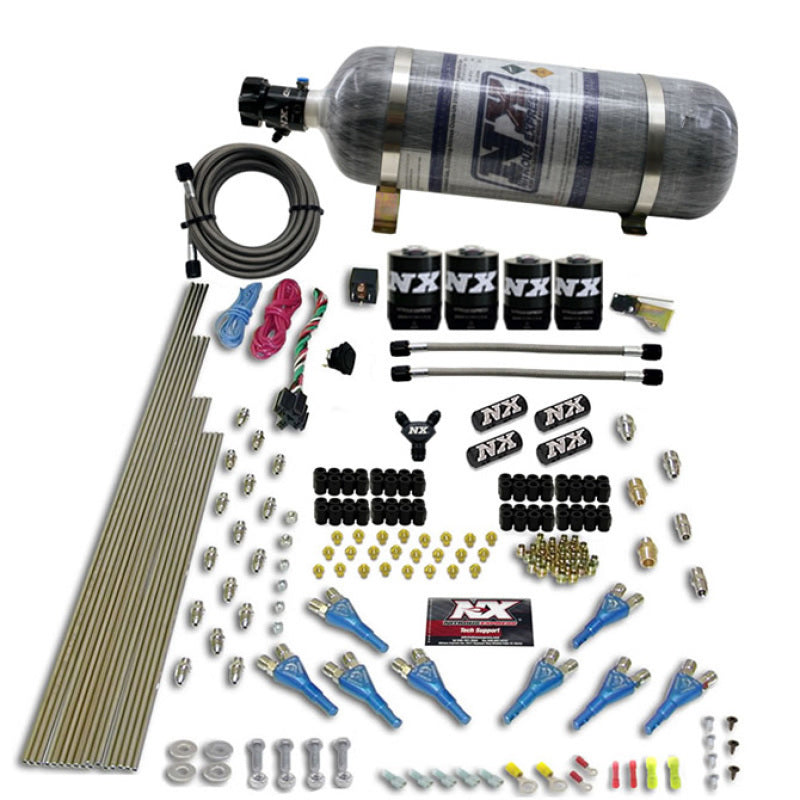 Nitrous Express 8 Cyl Shark Direct Port 4 Solenoids Nitrous Kit (200-600HP) w/Composite Bottle