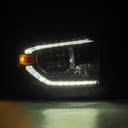 AlphaRex 14-21 Toyota Tundra NOVA-Series LED Proj Headlights Alpha-Blk w/Actv Light & Seq. Sig + DRL