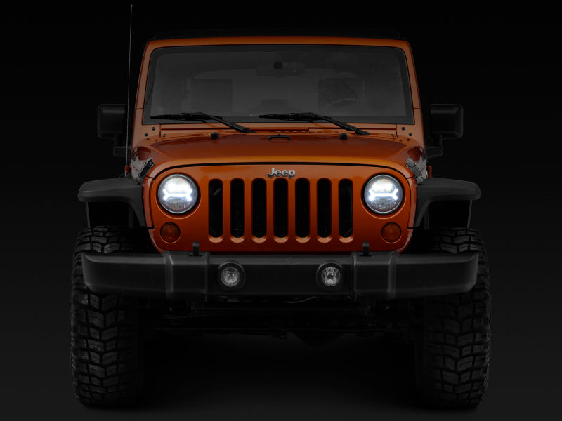 Raxiom 07-18 Jeep Wrangler JK LED Halo Headlights- Black Housing (Clear Lens)