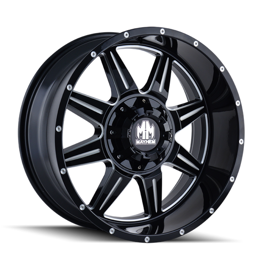 Mayhem 8100 Monstir 20x9 / 6x135 BP / 0mm Offset / 106mm Hub Black w/ Milled Spokes Wheel