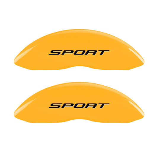 MGP 4 Caliper Covers Engraved Front & Rear No Bolts/Sport 2015 Yellow finish black ch