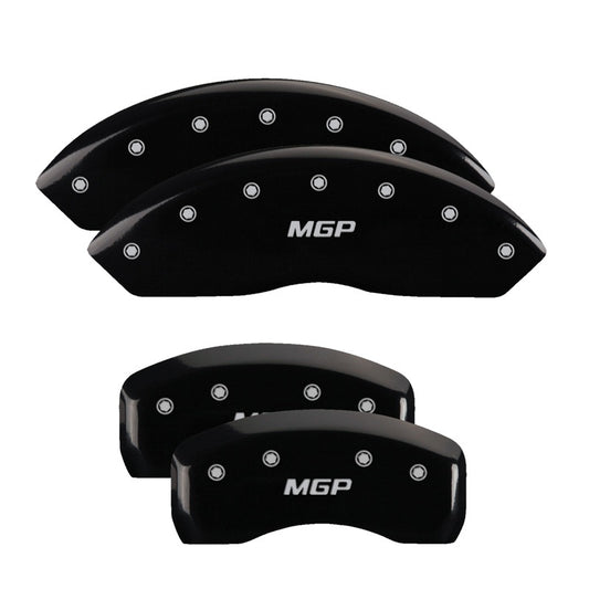 MGP 4 Caliper Covers Engraved Front & Rear MGP Black Finish Silver Char 2017 Toyota Corolla IM