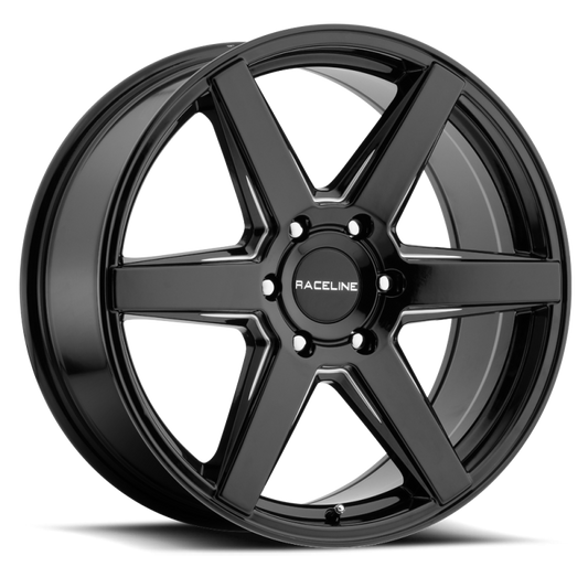 Raceline 156B Surge 22x9.5in / 6x139.7 BP / 15mm Offset / 106.1mm Bore - Black & Milled Wheel