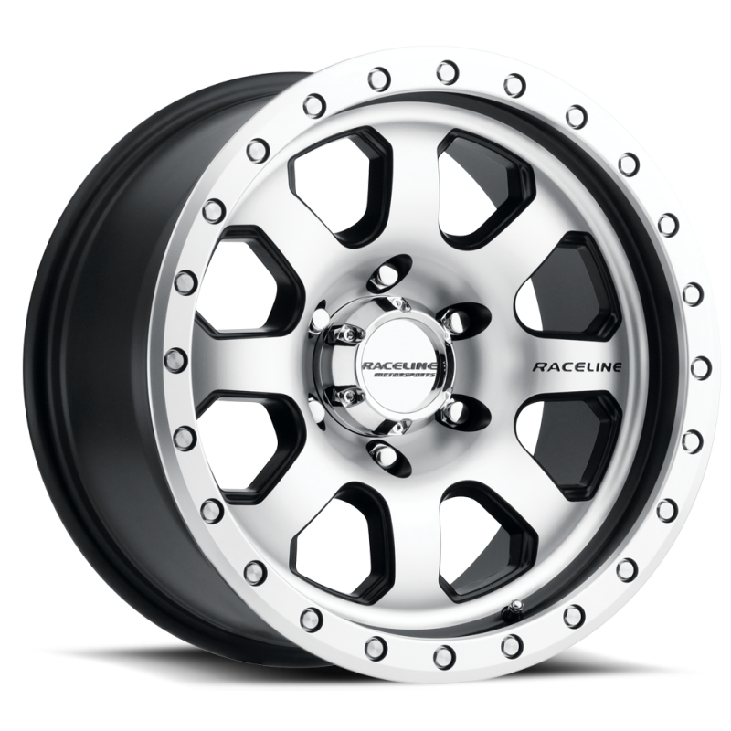 Raceline 929M Avenger 17x9in / 5x139.7 BP / -12mm Offset / 107.95mm Bore - Black & Machined Wheel