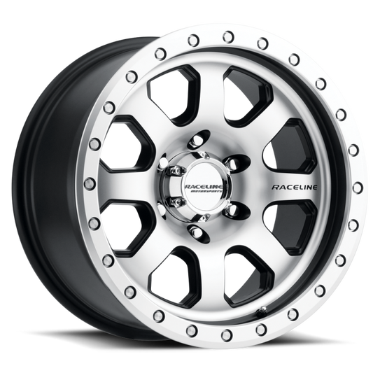 Raceline 929M Avenger 17x9in / 5x139.7 BP / -12mm Offset / 107.95mm Bore - Black & Machined Wheel