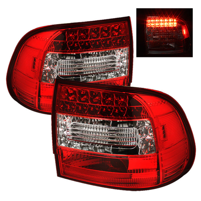 Spyder Porsche Cayenne 03-07 LED Tail Lights Red Clear ALT-YD-PCAY03-LED-RC