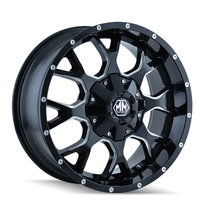 Mayhem 8015 Warrior 20x9 / 6x120 BP / 0mm Offset / 78.1mm Hub Black w/ Milled Spokes Wheel