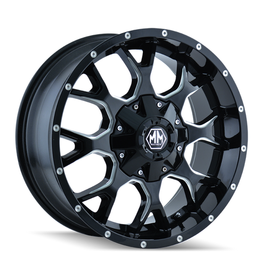 Mayhem 8015 Warrior 17x7.5 / 5x110 BP / 30mm Offset / 72.62mm Hub Black w/ Milled Spokes Wheel