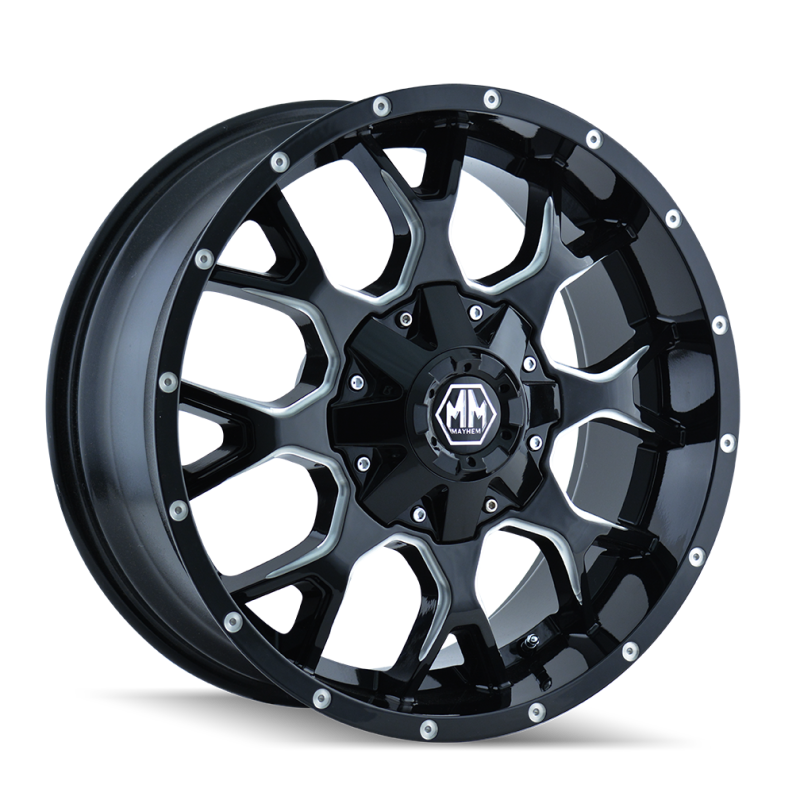 Mayhem 8015 Warrior 18x9 / 6x135 BP / 18mm Offset / 106mm Hub Black w/ Milled Spokes Wheel