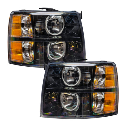 Oracle Lighting 07-13 Chevrolet Silverado Assembled Halo Headlights Round Style -Blue