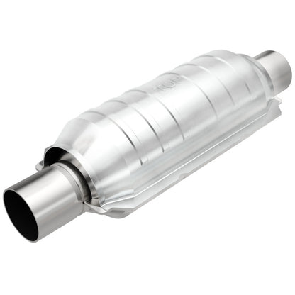 MagnaFlow Univ Cat Conv 2in Inlet/Outlet Ctr/Ctr Round 11in Body L x 5.125in W x 15in Overall L