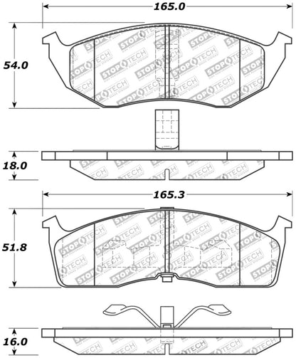 StopTech Sport Brake Pads w/Shims and Hardware - Front