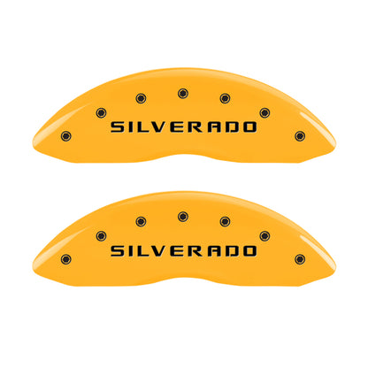 MGP 4 Caliper Covers Engraved Front & Rear Silverado Yellow Finish Black Char 2005 Chevrolet Astro