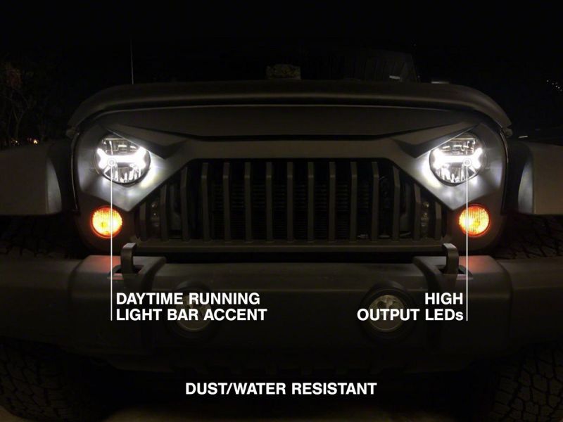 Raxiom07-18 Jeep Wrangler JK LED Halo Projector Headlights- Chrome Housing (Clear Lens)