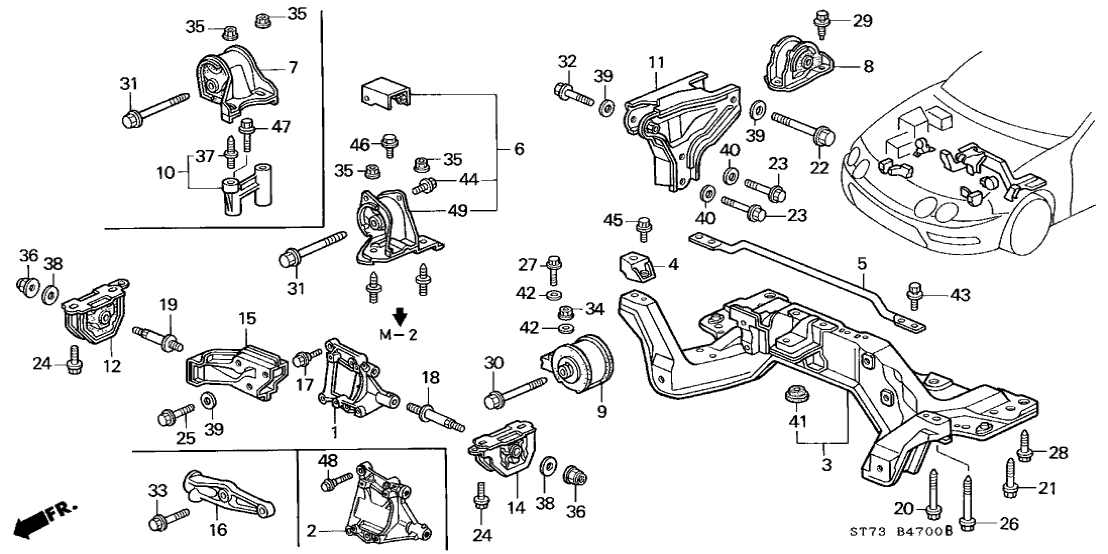 Acura - B-Series T-Bracket Transmission Bolt