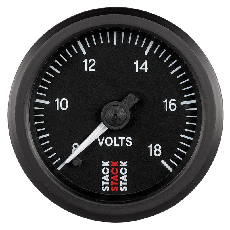 Autometer Stack 52mm 8-18V Pro Stepper Motor Battery Voltage Gauge - Black