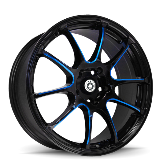 Konig Illusion 17x7 5x114.3 ET40 Black/Ball Cut Blue