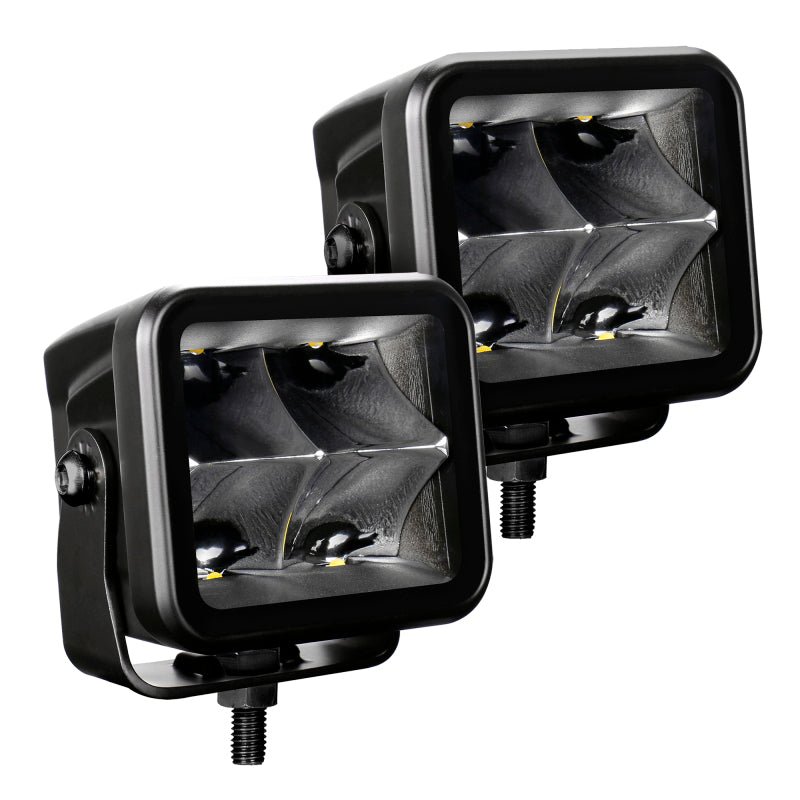 Go Rhino Xplor Blackout Series Cube LED Spot Light Kit (Surface/Threaded Stud Mnt) 3x3 - Blk (Pair)