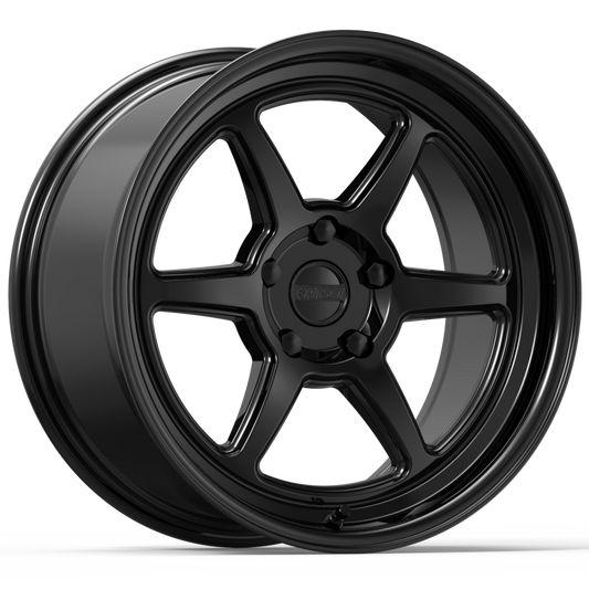 Kansei K14B Roku 18x9in / 5x108 BP / 12mm Offset / 63.4mm Bore - Gloss Black Wheel