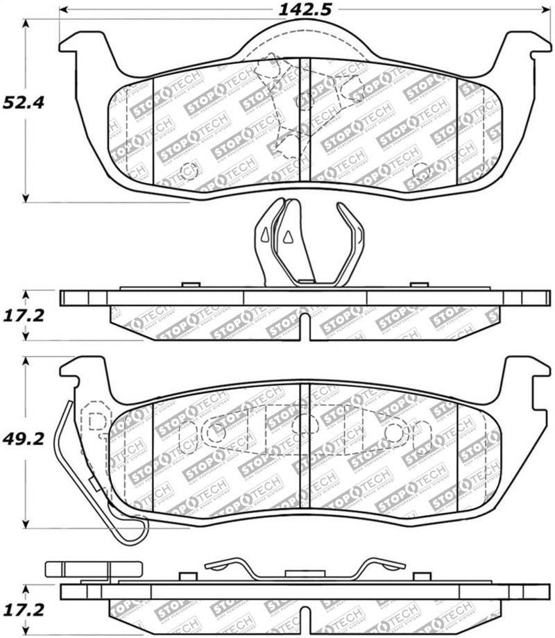 StopTech 05-10 Jeep Grand Cherokee Street Select Rear Brake Pads