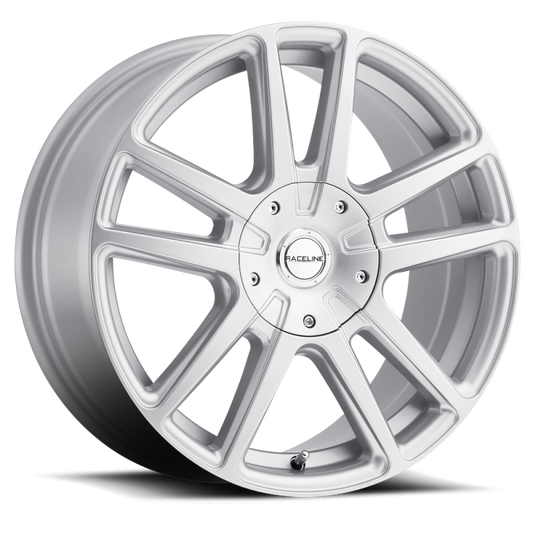 Raceline 145S Encore 18x8in / 5x110/5x114.3 BP / 40mm Offset / 72.62mm Bore - Gloss Silver Wheel