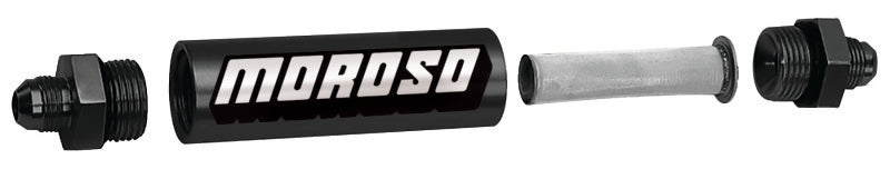 Moroso In-Line Fuel Filter - 5-1/8in - 3/8in NPT - 40 Micron SS Filter - Aluminum