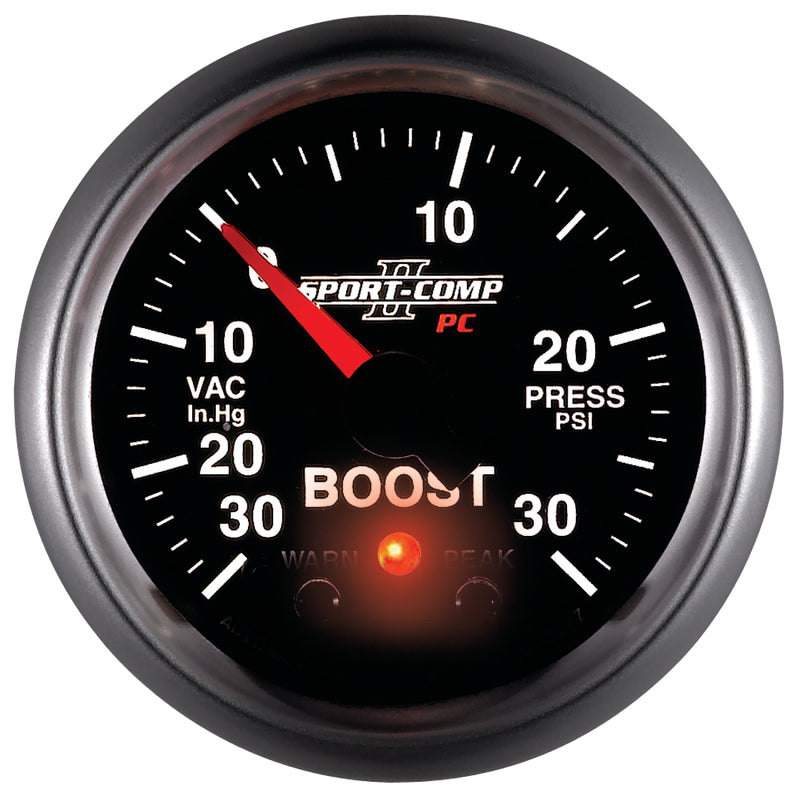 Autometer Sport-Comp II 52mm 30 IN HG / 30 PSI Electronic Boost/Vacuum Gauge