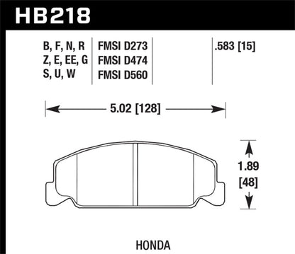 Hawk 88-89 Civic Si / 92-00 Civic CX / 88-00 DX / 98-00 GX HP Plus Street  Front Brake Pads