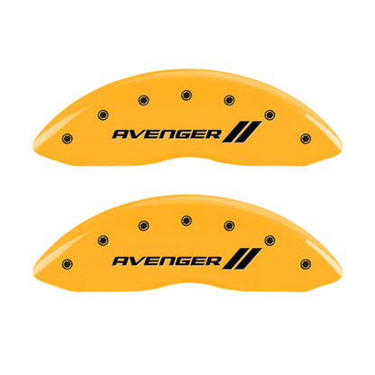 MGP 4 Caliper Covers Engraved Front & Rear With stripes/Avenger Yellow finish black ch