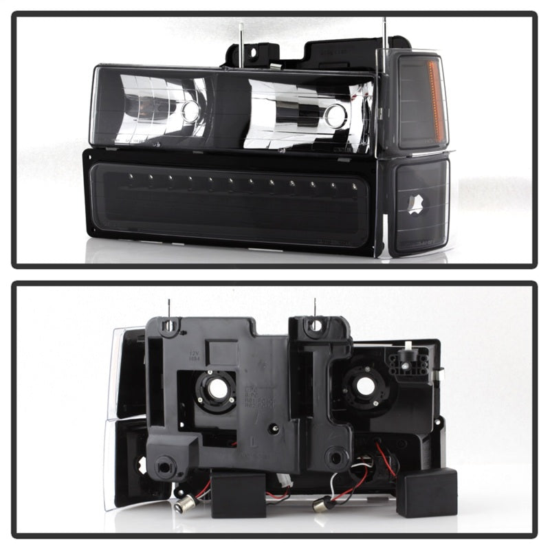 xTune 92-94 Blazer Full Size Corner/LED Bumper Headlights Black HD-JH-CCK88-LED-AM-BK-SET