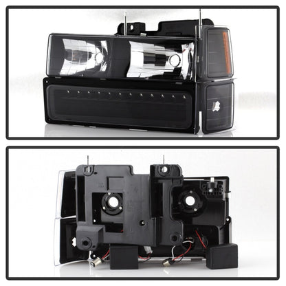 xTune 92-94 Blazer Full Size Corner/LED Bumper Headlights Black HD-JH-CCK88-LED-AM-BK-SET