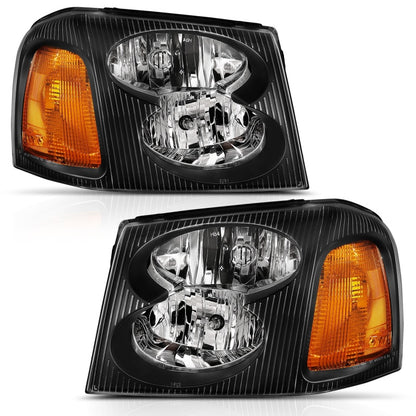 ANZO 2002-2009 GMC Envoy Crystal Headlight  Black Amber