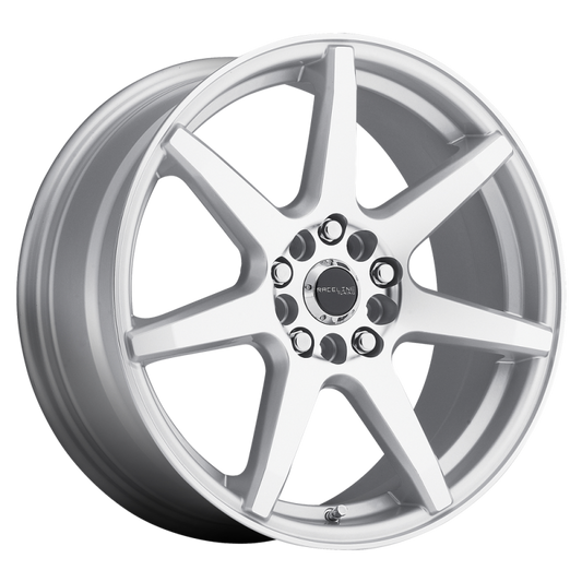 Raceline 131S Evo 15x7in / 4x100/4x108 BP / 40mm Offset / 72.62mm Bore - Silver & Machined Wheel