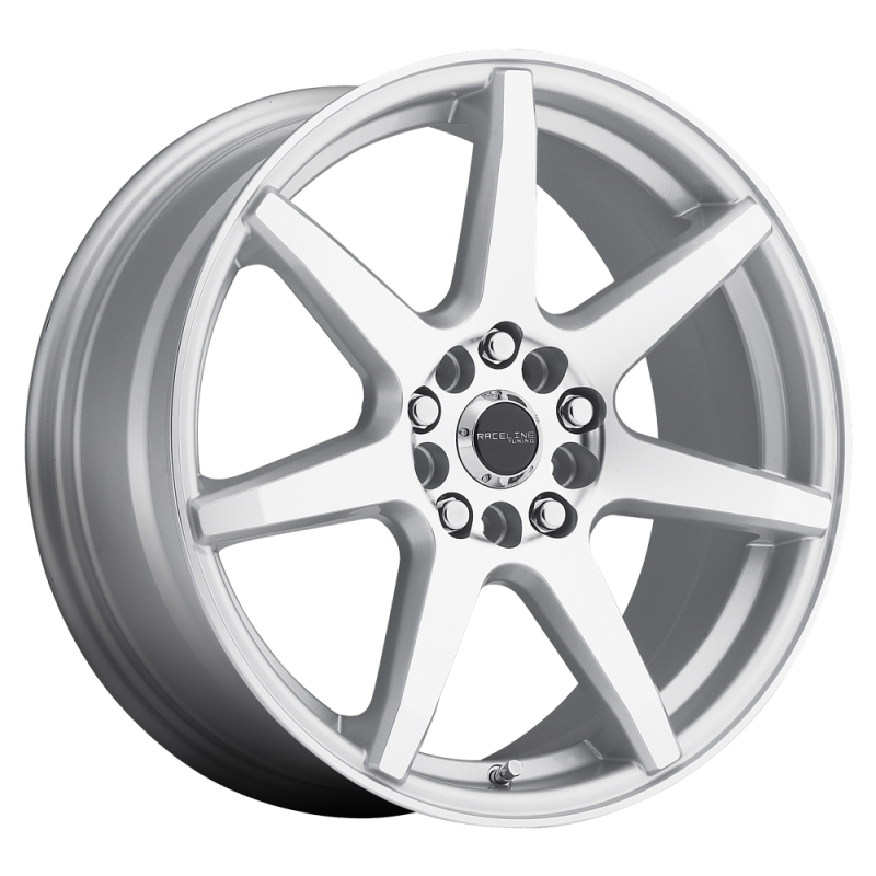 Raceline 131S Evo 16x7in / 4x100/4x108 BP / 40mm Offset / 72.62mm Bore - Silver & Machined Wheel