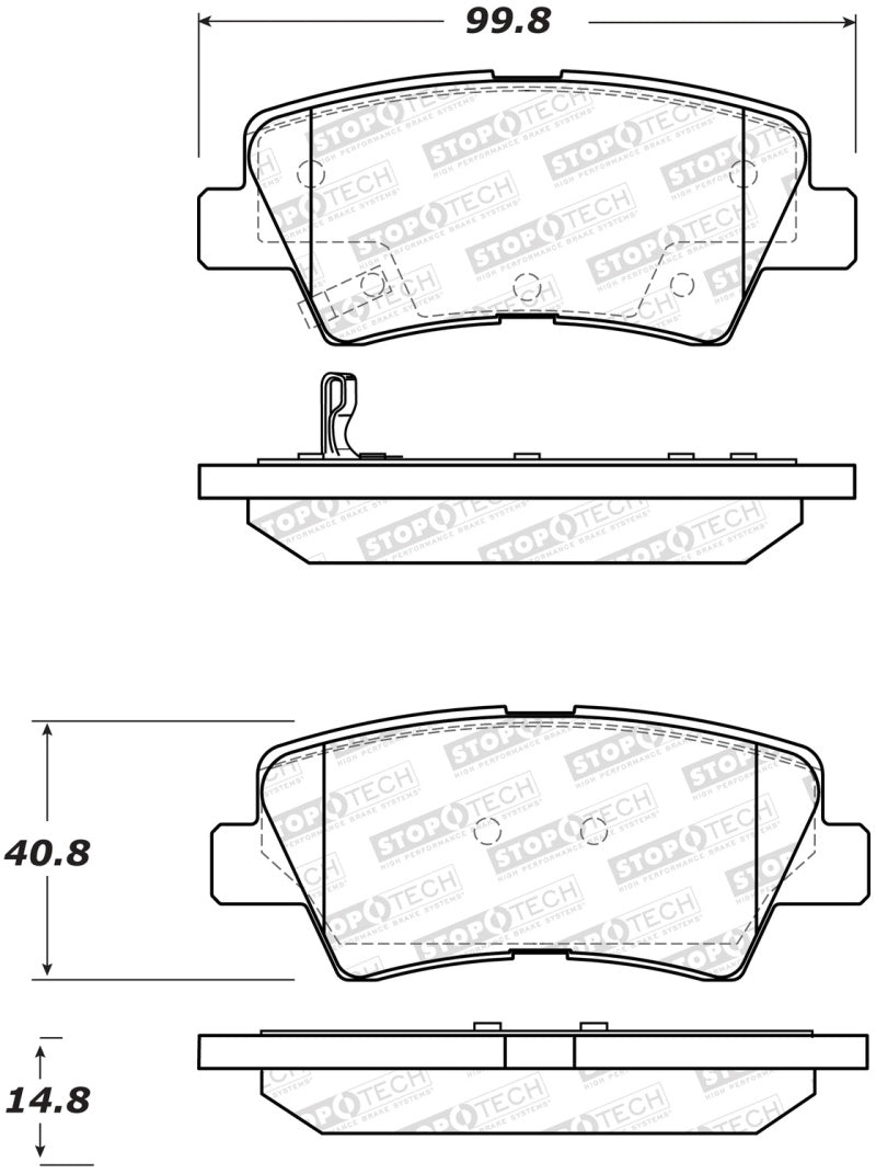 StopTech 12-17 Hyundai Accent / 13-16 Kia Optima Street Performance Rear Brake Pads