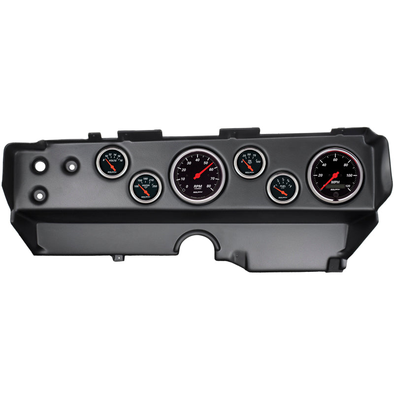 Autometer Designer Black 70-74 E-Body/Cuda/Challenger Dash Kit 6pc Tach/ MPH/ Fuel/ Oil/ WTMP/ Volt