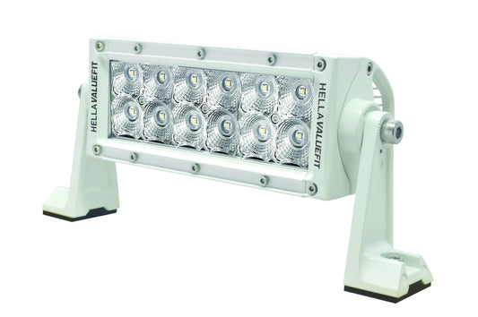 Hella Value Fit 8in Light - 36W Dual Row White Housing Flood Beam - LED