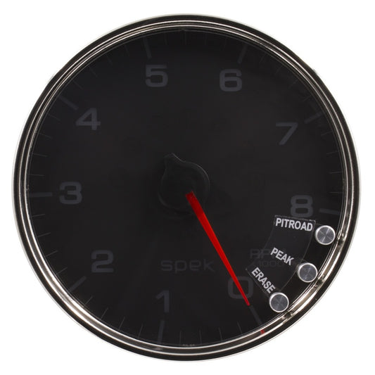 Autometer Spek-Pro Gauge Tachometer 5in 8K Rpm W/Shift Light & Peak Mem Black/Chrome