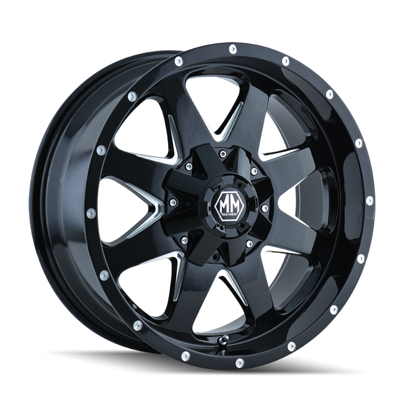 Mayhem 8040 Tank 20x9 / 5x114.3 BP / -12mm Offset / 87mm Hub Black w/ Milled Spokes Wheel