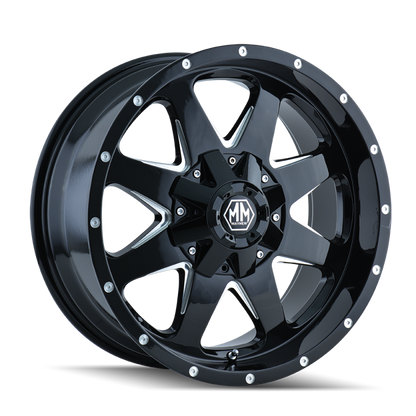 Mayhem 8040 Tank 20x9 / 5x114.3 BP / -12mm Offset / 87mm Hub Black w/ Milled Spokes Wheel