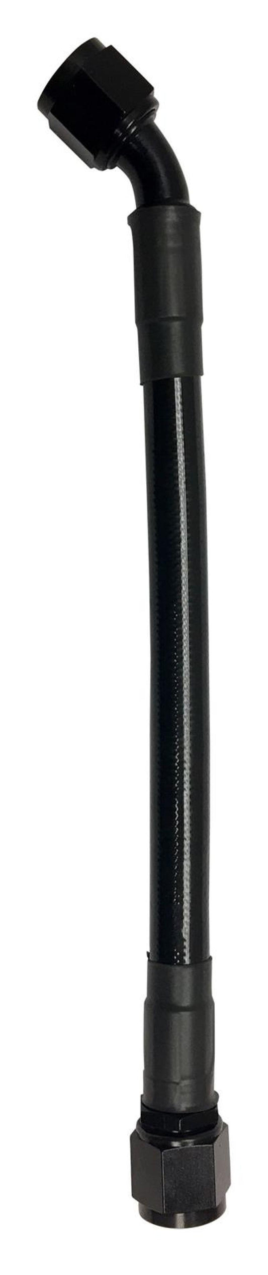 Fragola -8AN Ext Black PTFE Hose Assembly Straight x 45 Degree 72in