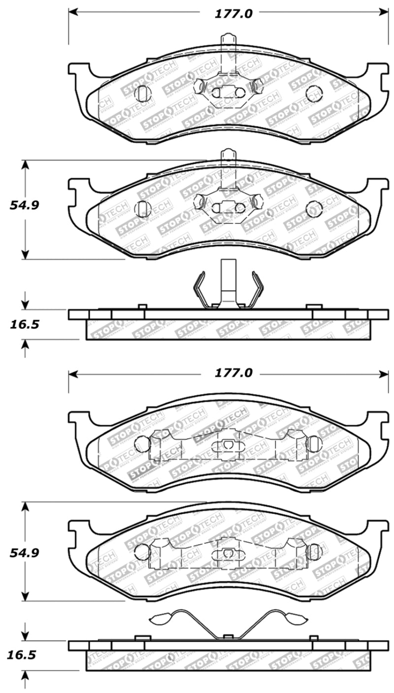 StopTech Sport Brake Pads w/Shims and Hardware - Rear